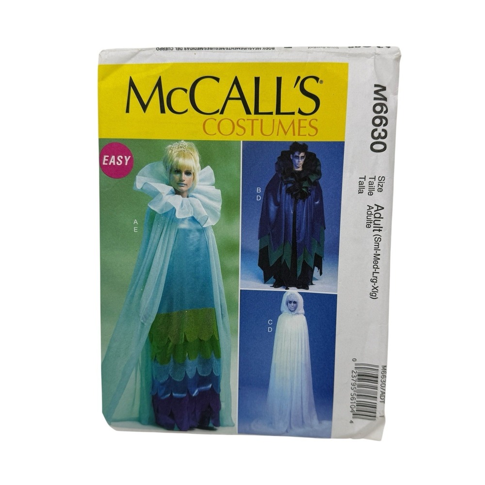 McCalls M6630 Misses/Mens Costumes Capes Goth Fantasy Sz Small To Extra‎ Large